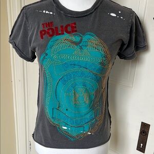 Amplified The Police Graphic Tee in Gray and Teal